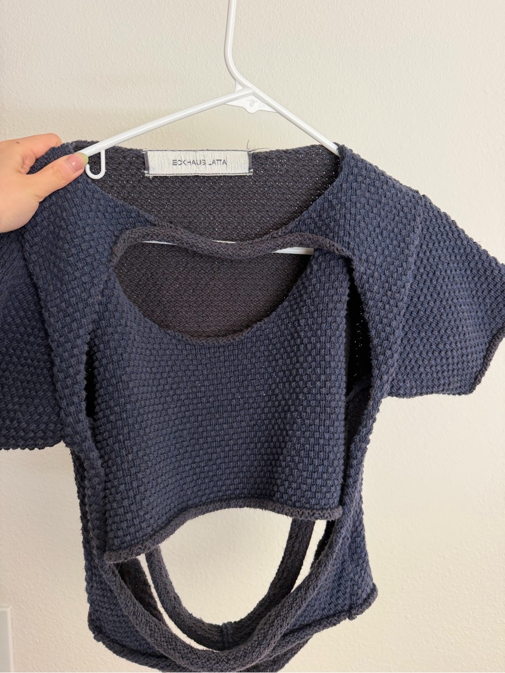 Eckhaus Latta Dark Navy Textured Knit Cutout Sweater